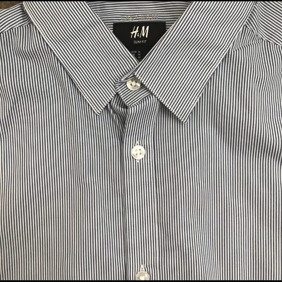 H&M Medium Slim Fit Tailored Blue striped Shirt. - Picture 2 of 2